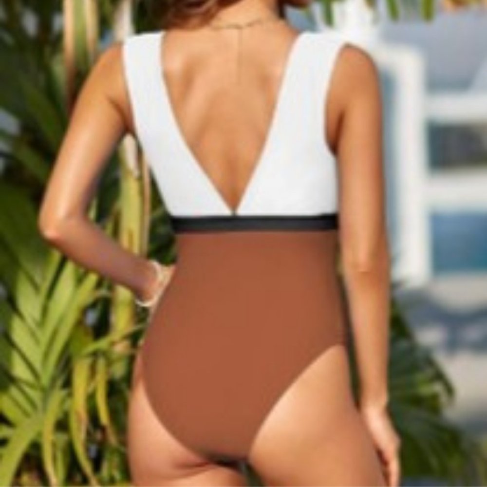 Plunge Color Blocked Monokini - Picture 3 of 6